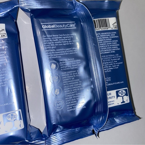 2 pk global beauty care retinol cleansing clothes wipes NEW - Picture 7 of 9
